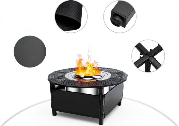 40-Inch Fire Pit Surround for Solo Stove Surround, 360° Safety Protection for Solo Stove Bonfire Accessories, Rust-Resistant Metal, Resistant to High Temperatures, Inner Diameter of 24 Inches-3