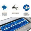 45 Inch Propane Fire Pit Table, 50,000 BTU Outdoor Gas Fire Pit for Patio & Backyard, 2-in-1 Firepit Dining Table with Glass Wind Guard, Blue Glass Rocks & Waterproof Cover, Grey-3