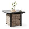 32 Inch Propane Fire Pit Table, Outdoor Gas Fire Pits with 2 Drink Holders, Lid & Lava Rock, 50000 BTU Firepit Table for Dinning, Party in Outside, Patio, Garden or Yard-1