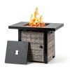 32 Inch Propane Fire Pit Table, Outdoor Gas Fire Pits with 2 Drink Holders, Lid & Lava Rock, 50000 BTU Firepit Table for Dinning, Party in Outside, Patio, Garden or Yard-5