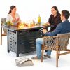 Aoxun 42" Propane Fire Pit Table - Black Ceramic Top with Lava Rocks-5