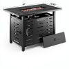 Aoxun 42" Propane Fire Pit Table - Black Ceramic Top with Lava Rocks-8