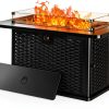 Ciays 43-Inch Rectangular Propane Fire Pit 60,000 BTU Black Glass-0
