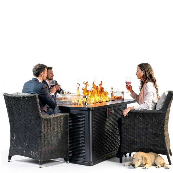Ciays 43-Inch Rectangular Propane Fire Pit 60,000 BTU Black Glass-1