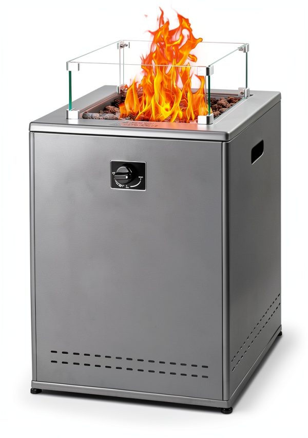 20" Smokeless Propane Fire Pit Table Electactic 50k BTU Lava Rocks-0