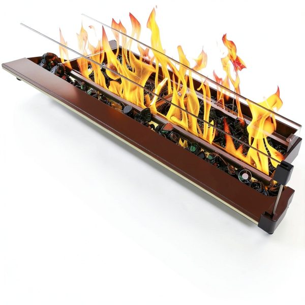 Ciays 43-Inch Rectangular Propane Fire Pit 60,000 BTU Black Glass-3