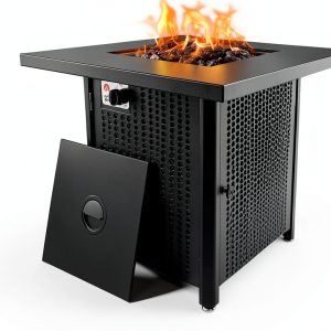 GasOne Propane Fire Pit Outdoor Heater – 28-inch Large Tabletop Fire Pit for Outdoor Use – 52,750 BTU Gas Fire Pit with Lava Rocks and Fire Pit Cover Lid – Warmth and Ambiance-0