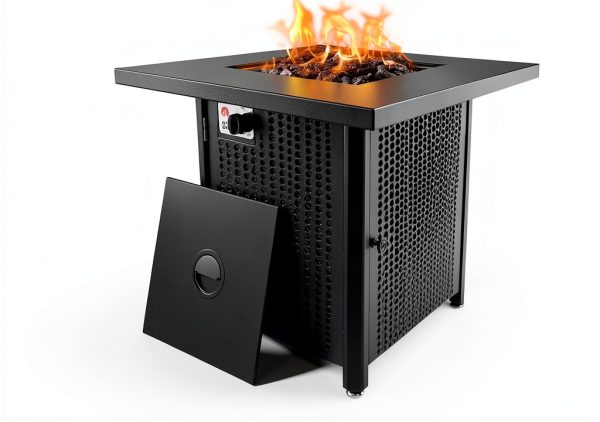 GasOne Propane Fire Pit Outdoor Heater – 28-inch Large Tabletop Fire Pit for Outdoor Use – 52,750 BTU Gas Fire Pit with Lava Rocks and Fire Pit Cover Lid – Warmth and Ambiance-0